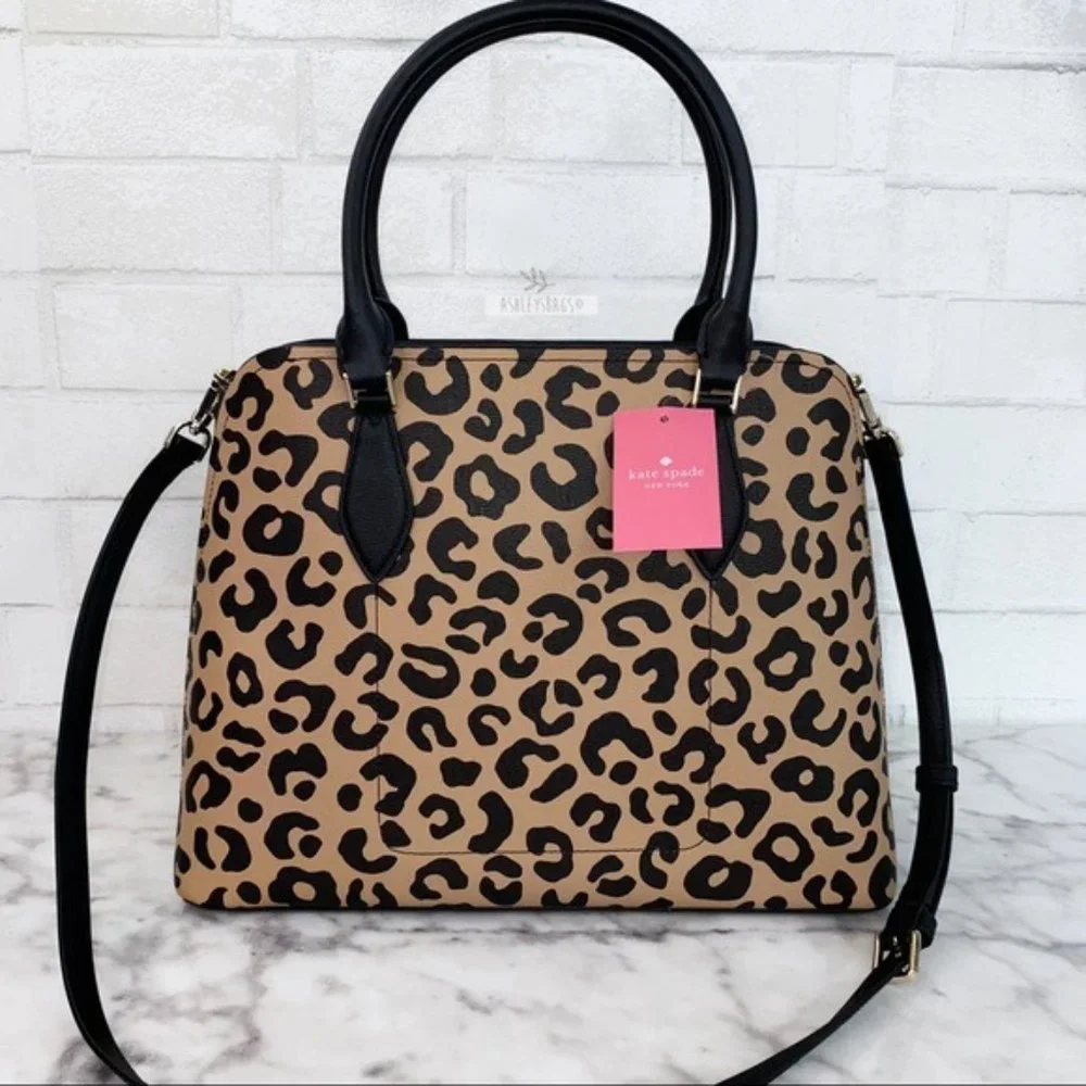 Kate Spade Darcy Leopard Cheetah Large Satchel Tote Crossbody